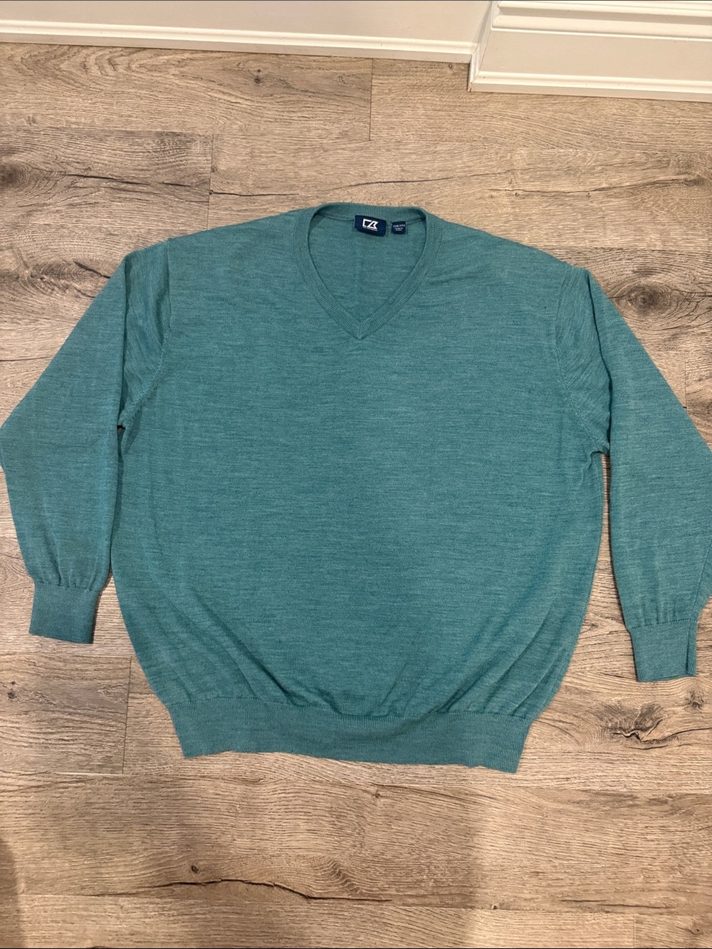 Cutter & Buck Teal V-Neck Men's Sweater